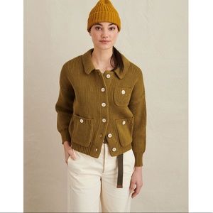 ALEX MILL Parker Work Sweater Jacket in Golden Olive